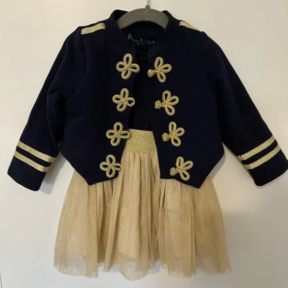 Pippa & Julie Other - Pippa & Julie Majorette Military Jacket & Gold Tutu Dress Set - size 24M